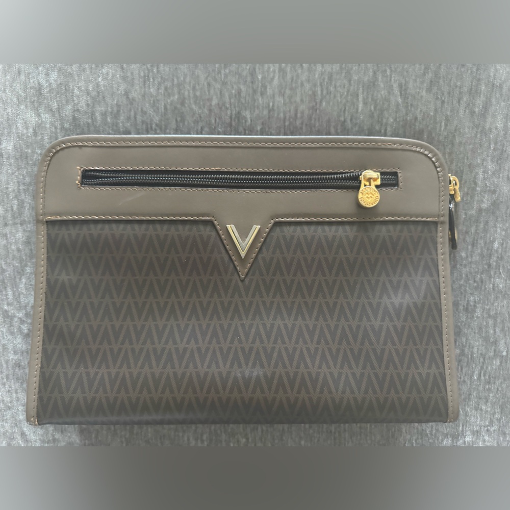 Mario Valentino Pink Leather Clutch with Gold Plate